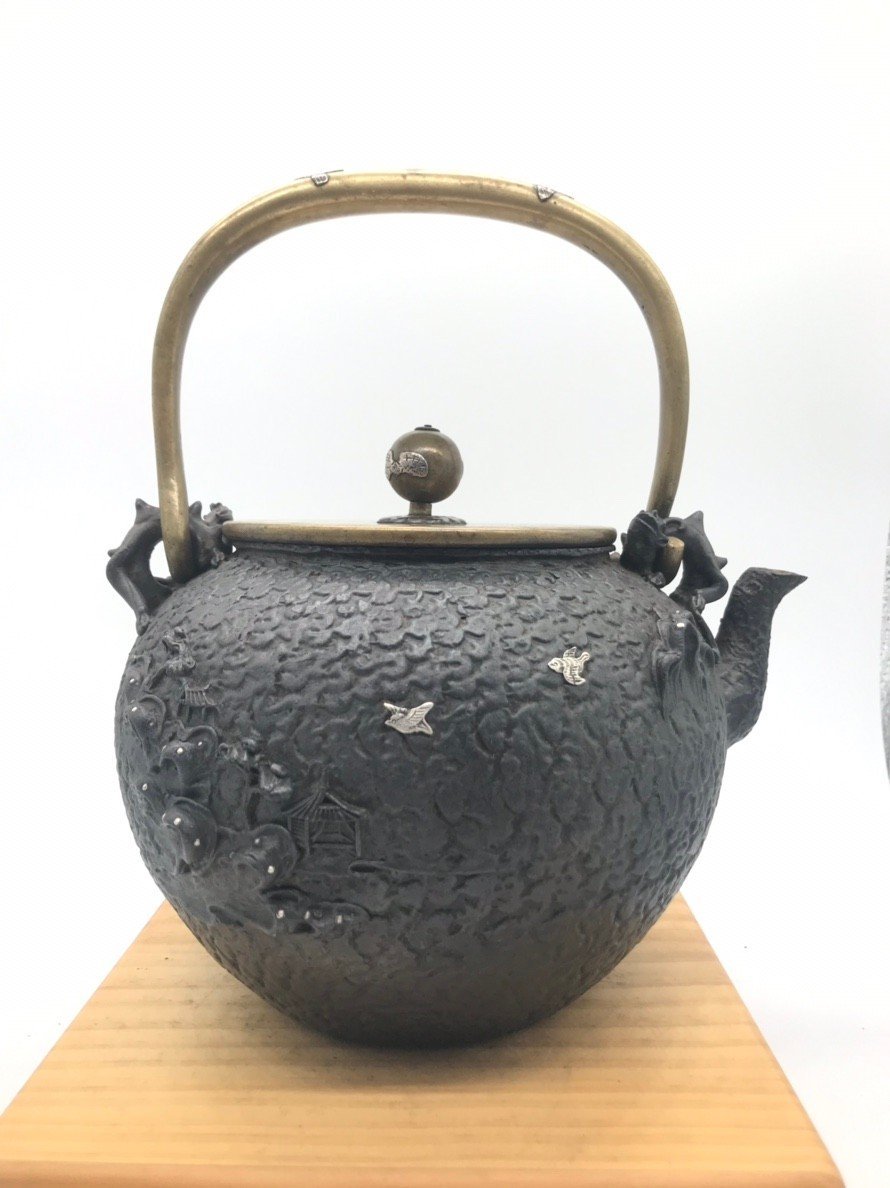 波多野正典 炭化銀彩壺 25cm - 花瓶