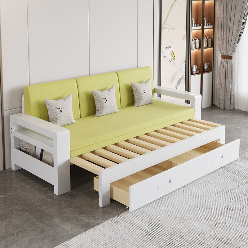 【熱賣精選】簡約實木沙發床折疊小戶型可伸縮1.5米1.2推拉坐臥兩用1.8松木床