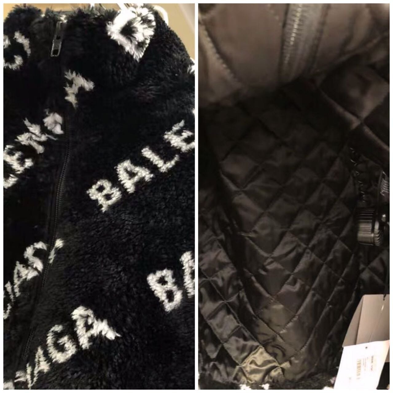 BLACK A】精品Balenciaga 19秋冬新款黑色毛毛eco-fur環保皮草logo拉鍊