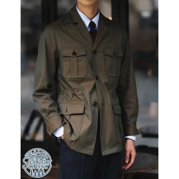 Folklore Classic 復古Safari Jacket四口袋獵裝外套 棉質防雨Gabardine軋別丁