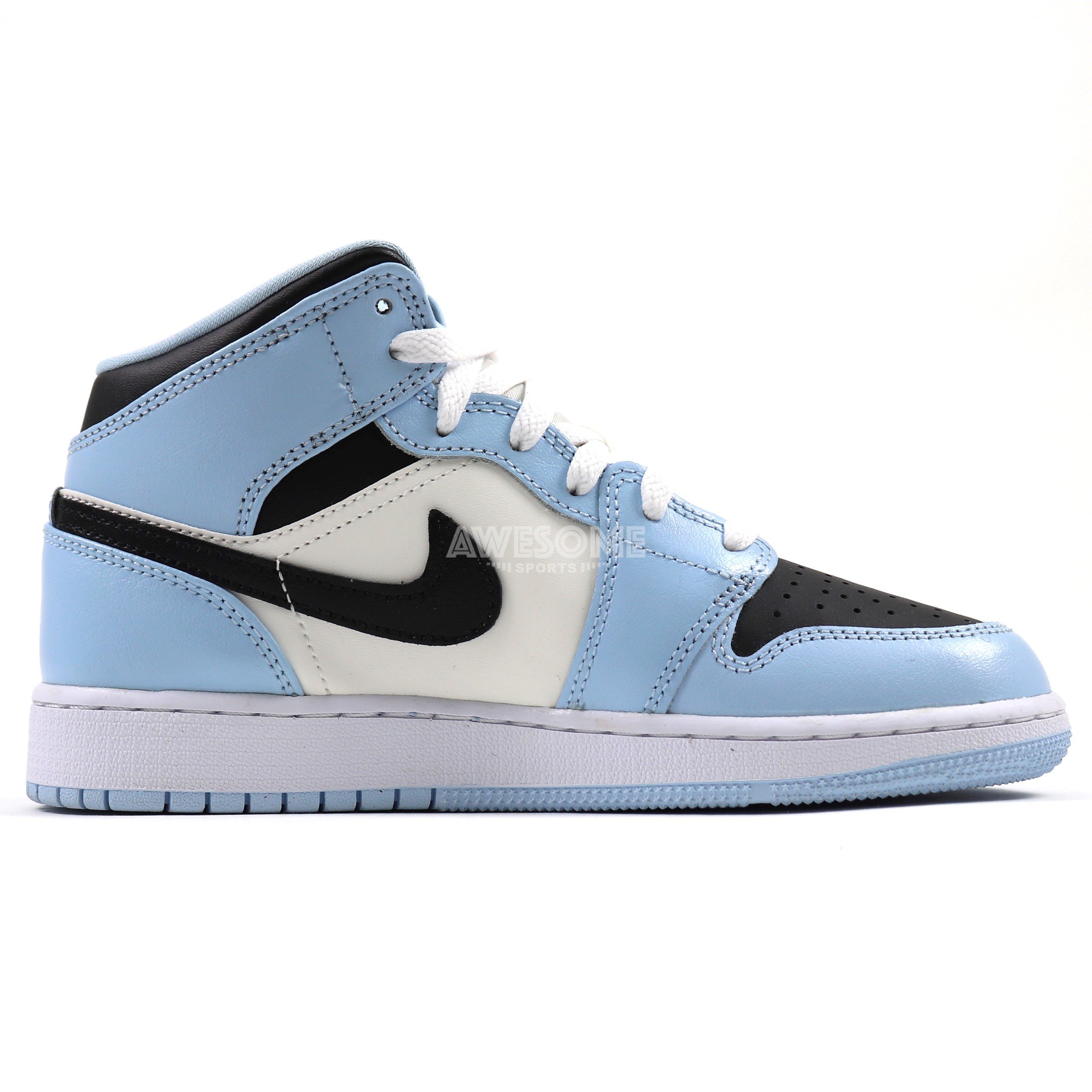 歐鉉]NIKE AIR JORDAN 1 MID GS 冰塊藍AJ1 中筒大童鞋女鞋555112-401