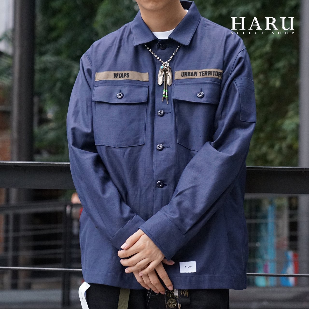 現貨☆HAru☆ WTAPS 20FW BUDS LS COTTON SATIN 深藍兩袋工裝工作襯衫