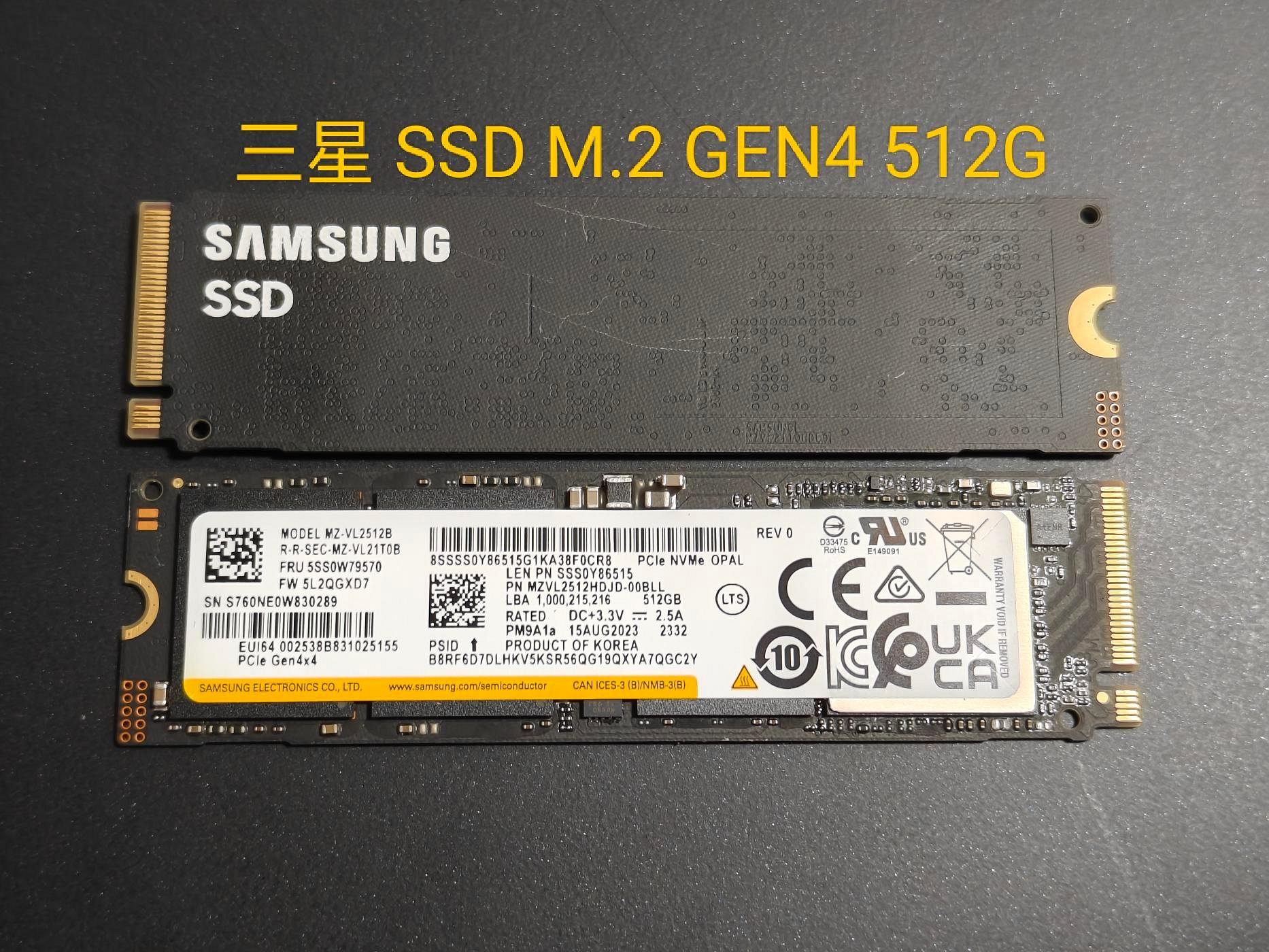 [近全新]  M.2 SSD 512GB  GEN4，三星PM9A1a、美光3400 Opal，使用時數約2~7小時，便宜賣！