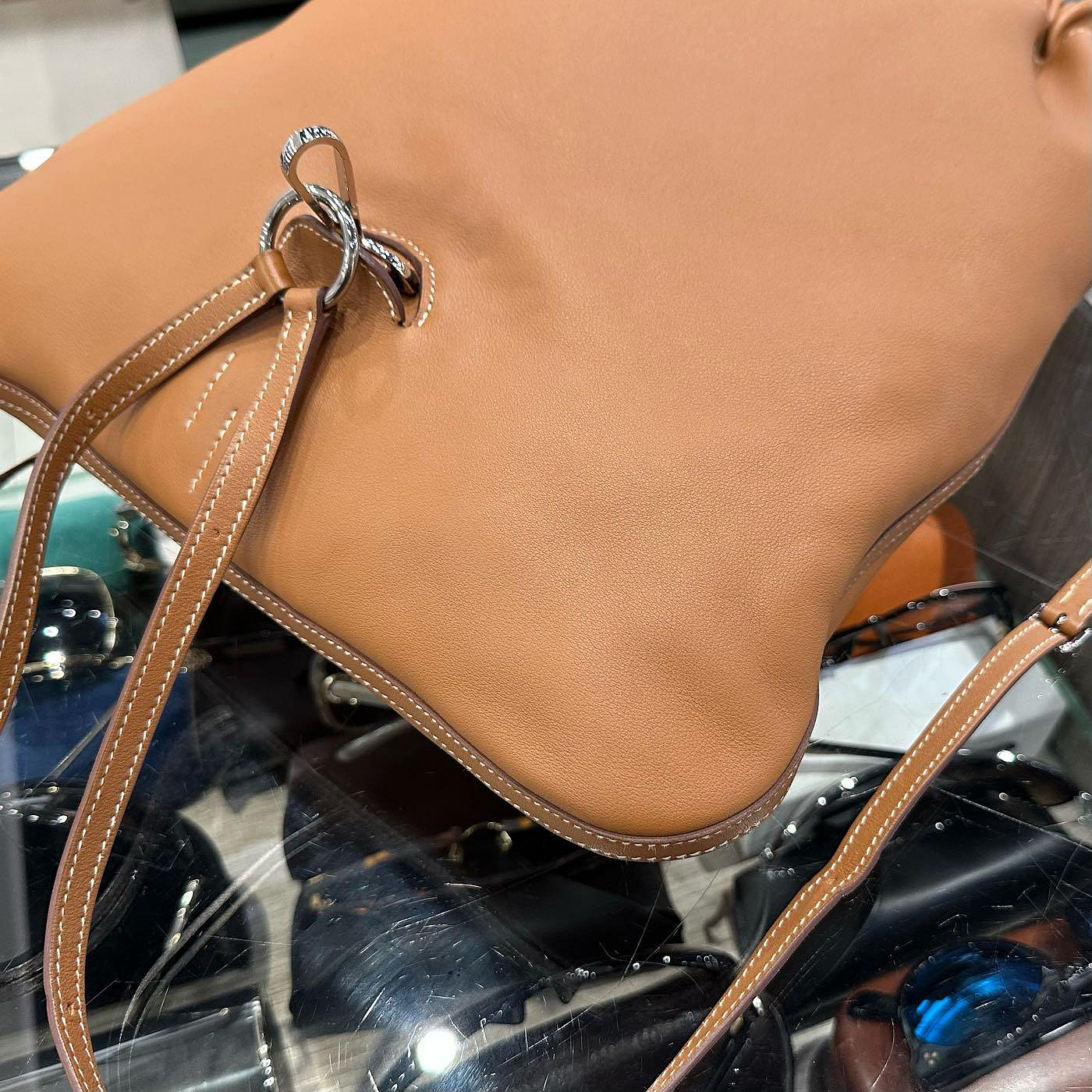 ⭐️香榭屋精品店⭐️ HERMES Bridado Backpack 焦糖色全皮銀釦束口後