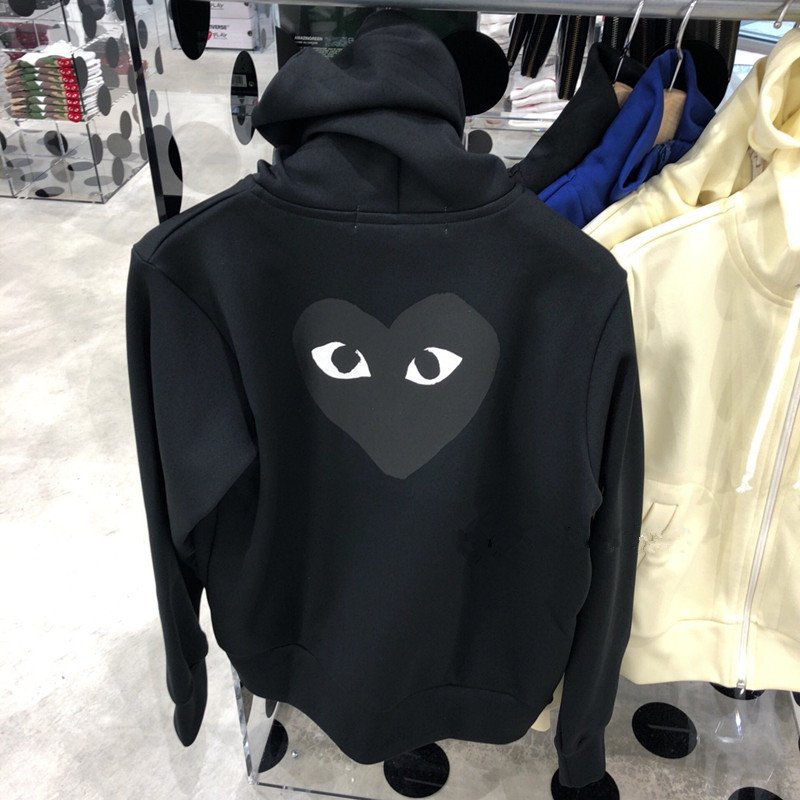 日本comme des garcons正品CDG川久保玲PLAY新款黑色心男女棉質連帽外套