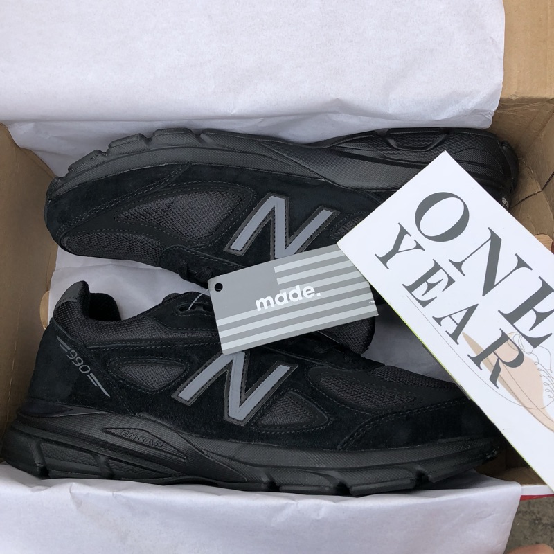 NEW BALANCE NB 990 V4 美國製黑全黑麂皮復古反光M990BB4 慢跑鞋