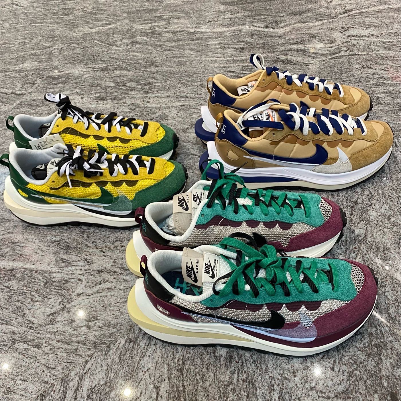 翰貝格名牌館】全新真品Sacai x Nike 聯名Vaporwaffle 紫紅綠鞋帶黑