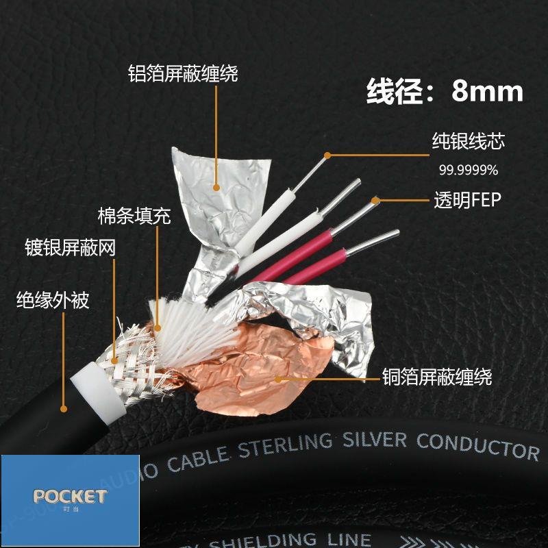 真正純銀四芯發燒級音頻信號線HiFi音響RCA蓮花CD功放連接線正品