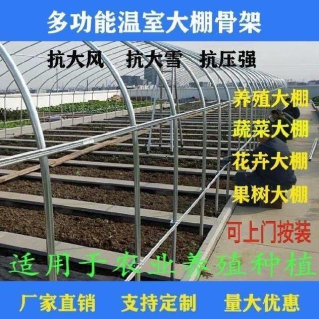 現貨熱銷-連棟熱鍍管鍍鋅鋼管農用抗壓花棚架戶外弧形養羊圓管大棚竹子骨。 種植 庭院 防雨