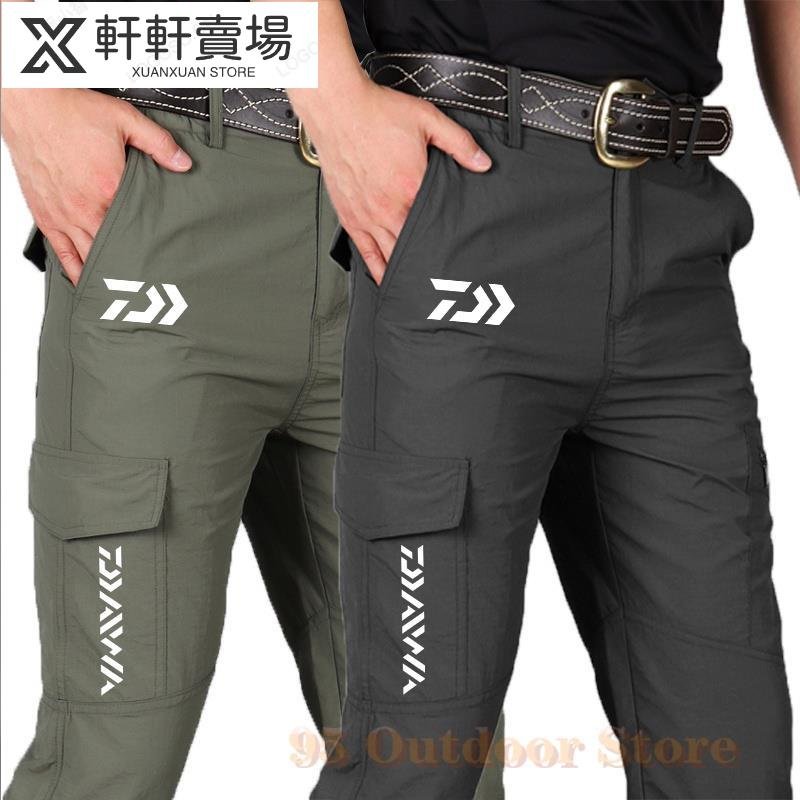 Daiwa 釣魚褲防水釣魚遠足多口袋耐用戶外狩獵男士褲子戰術長褲釣魚服-軒軒賣場