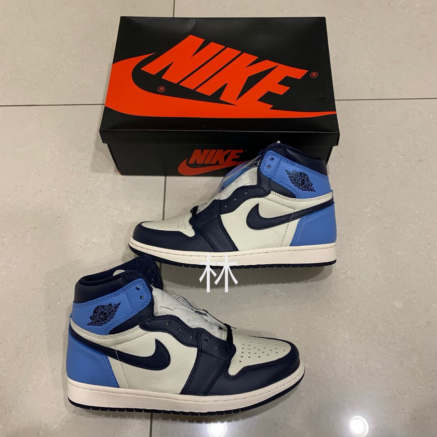 全新Air Jordan 1 Retro High OG Obsidian GS UNC 555088-140 女鞋北卡