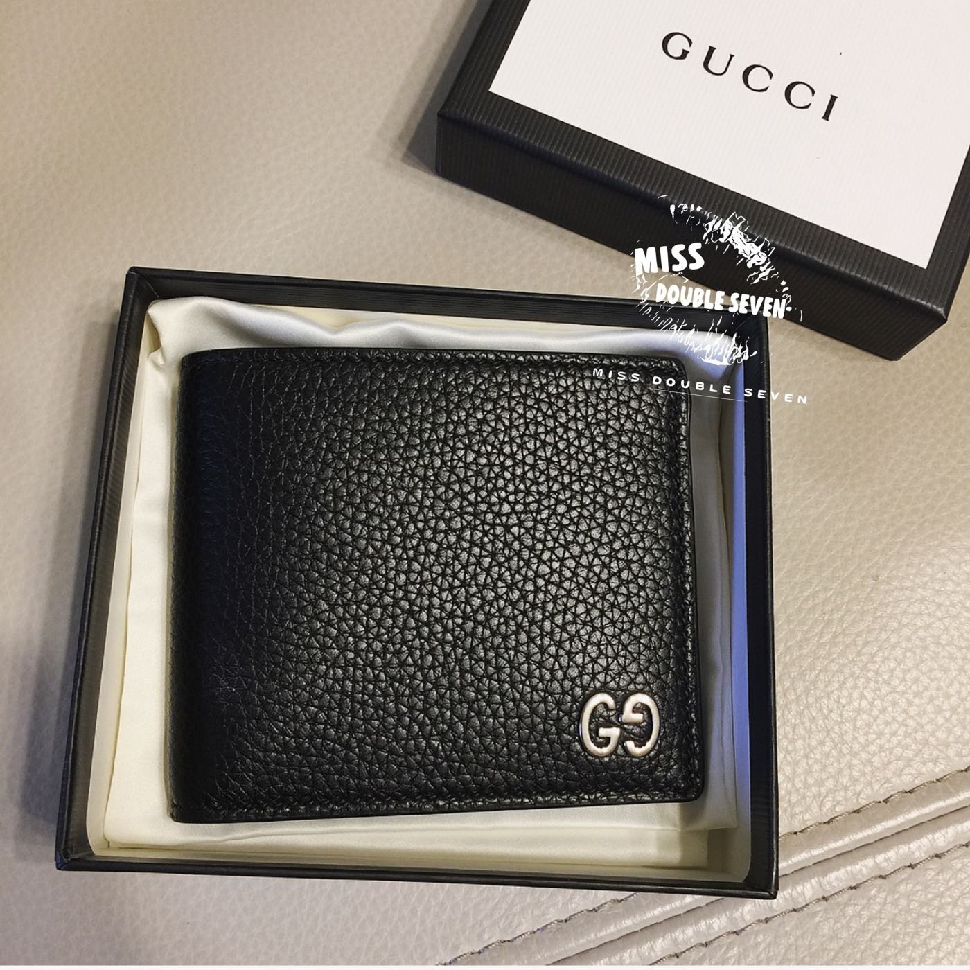 Gucci 皮夾 男夾 短夾 Leather Wallet 真皮簡約logo短夾