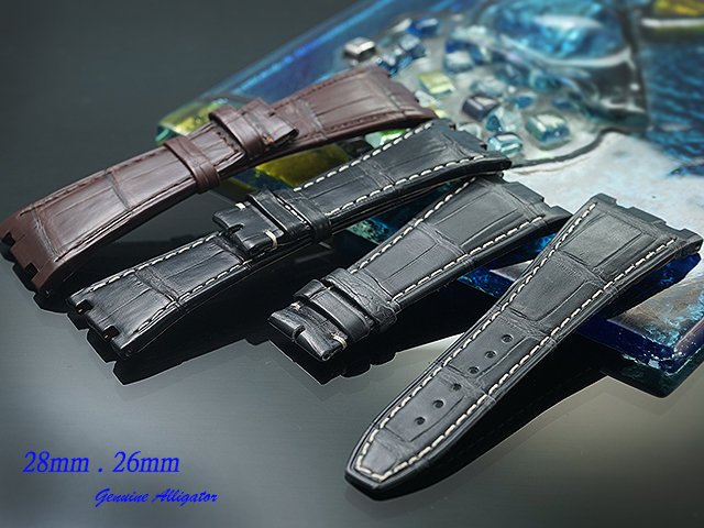【時間探索】進口純正鱷魚皮- AP Royal Oak 皇家橡樹代用短款錶帶 ( 28mm.26mm )