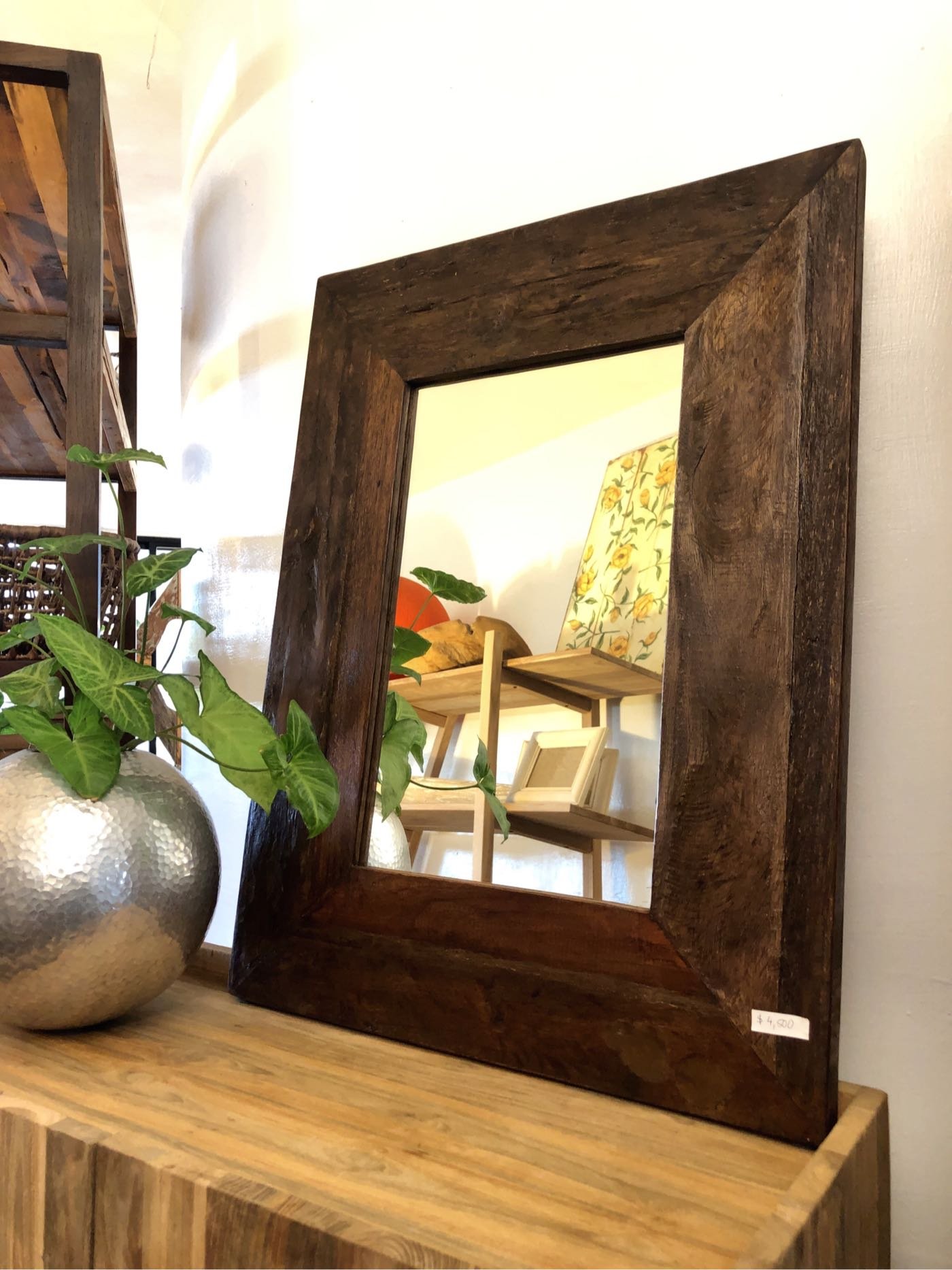 奥行き50mmイタリア製　ヴィンテージ　無垢材　硬木　バロック調　ウォール　ミラー　壁掛け　鏡