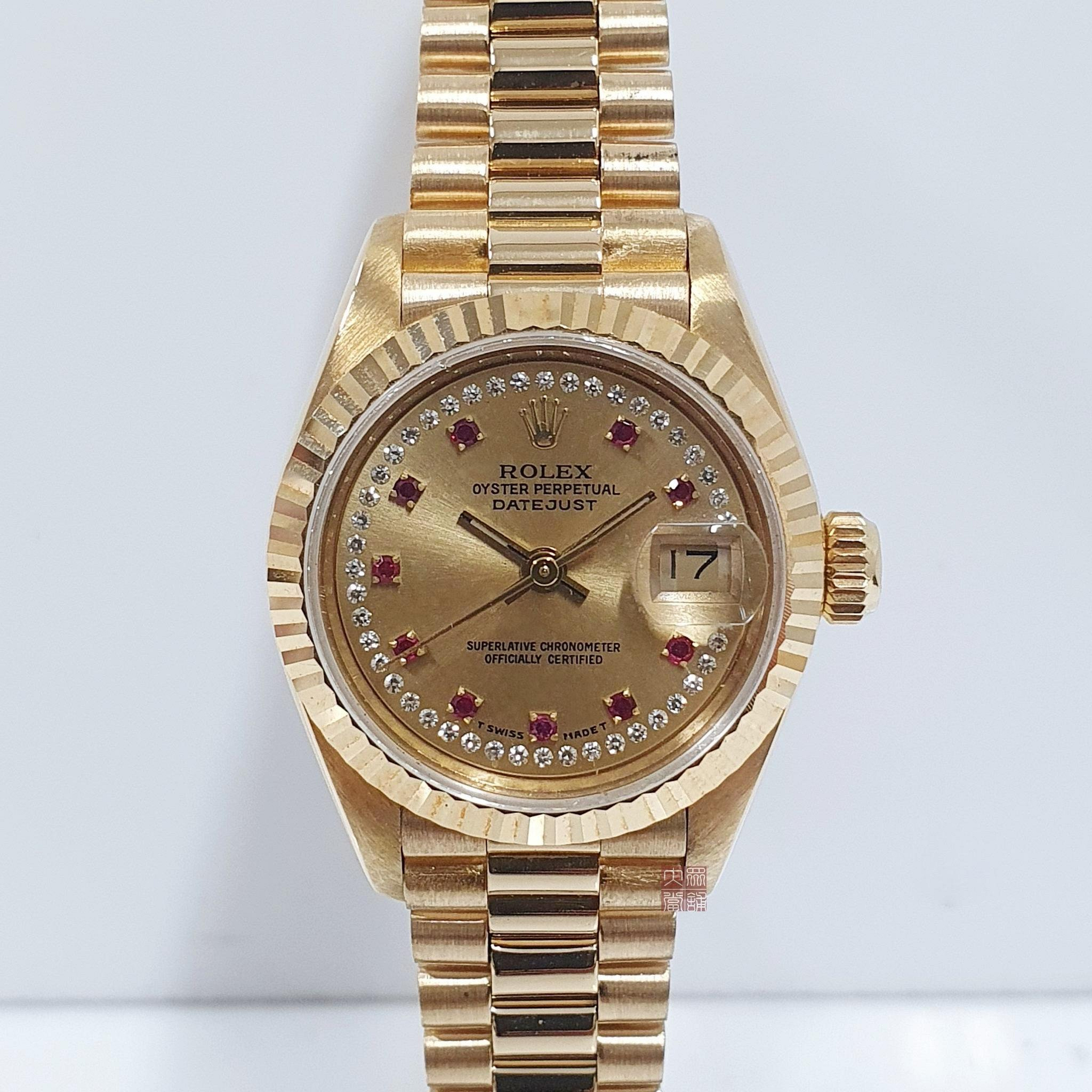 ROLEX 勞力士 69178 Datejust 蠔式女錶 18K金 小紅寶多層鑽面盤 錶徑26mm 大眾當舖L641