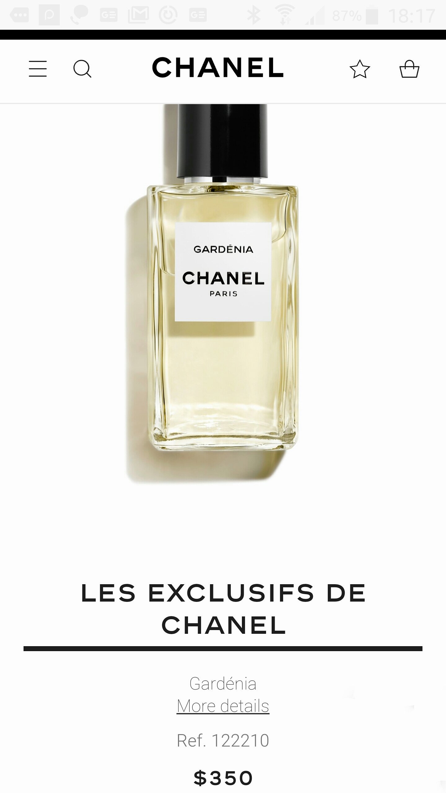 旺角名店* ㊣ Chanel 香奈兒精品香水Les Exclusifs - GARDENIA梔子花