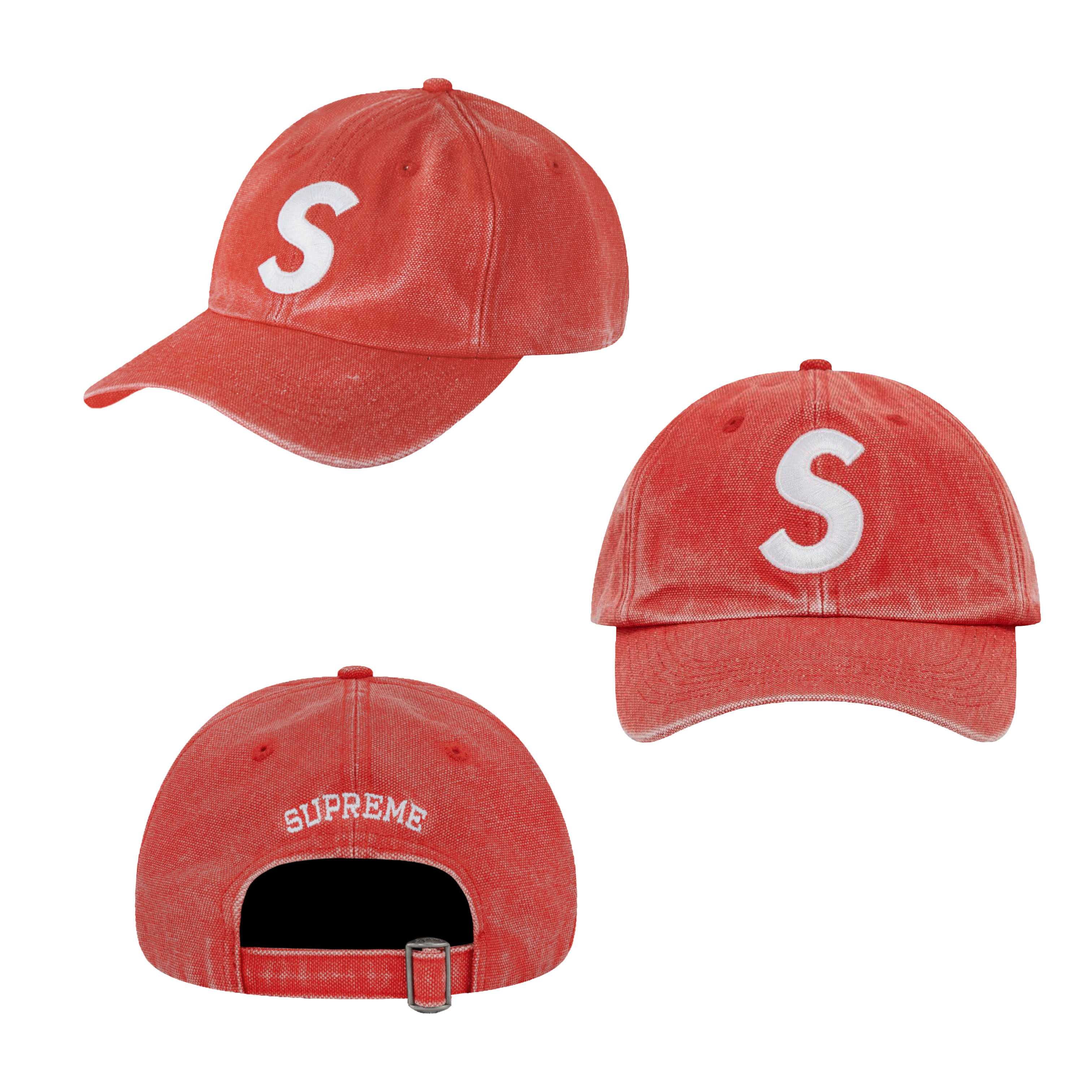 SUPREME 水洗布PIGMENT CANVAS S LOGO 6-PANEL 多色老帽⫷ScrewCap 