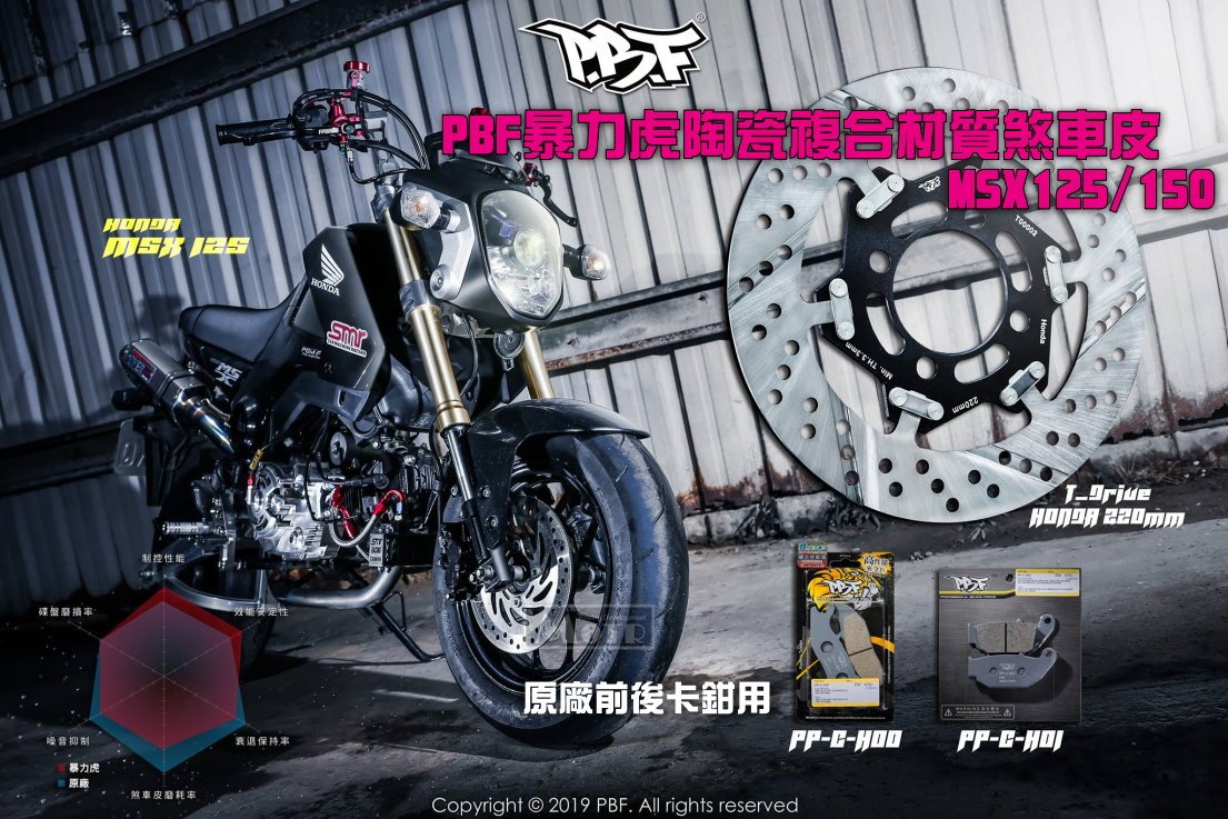 ☆麥可倉庫機車精品☆【PBF 暴力虎 陶瓷複合 煞車皮 MSX125 MSX150】HH性能等級 SGS認證 台灣製造