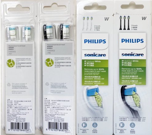 PHILIPS 飛利浦 原廠公司貨 智能鑽石標準型刷頭3入組-HX6063白色/黑色 全新品