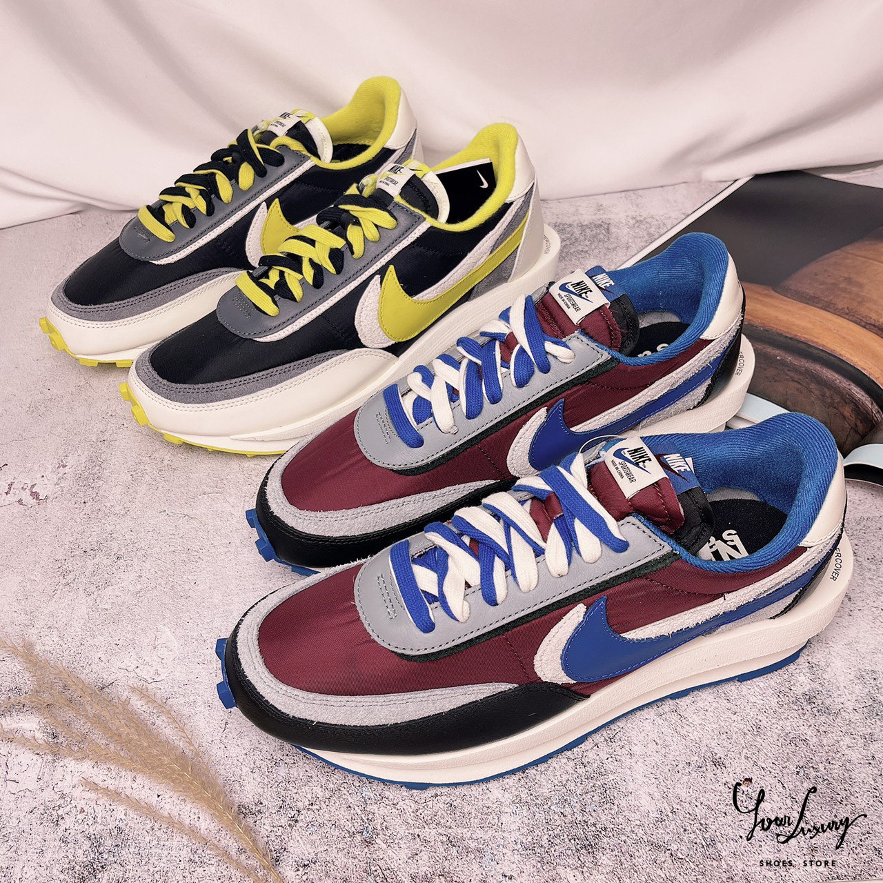 Luxury】Sacai x Undercover x Nike LDWaffle 黑藍紅灰藍黃解構三方