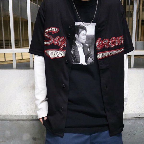 超搶手】全新正品2017 Supreme Snake Script Logo Baseball Jersey蛇紋