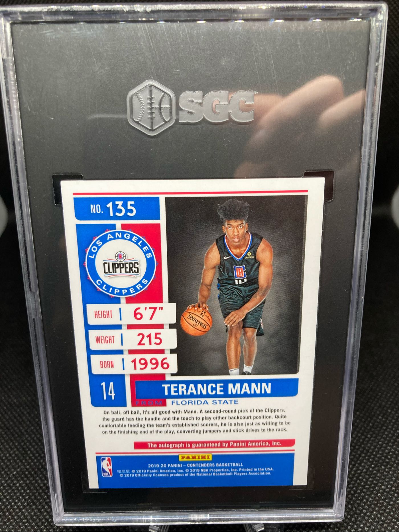 Terance Mann 2019 Panini Contenders Autograph Rookie Florida State Clippers  RC