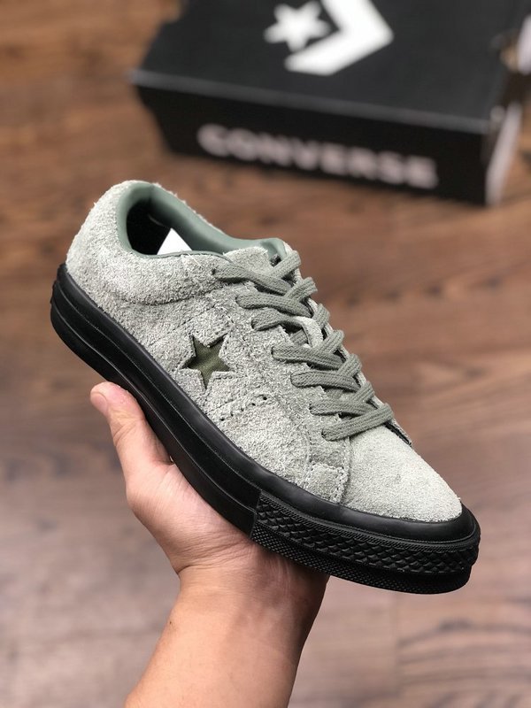 Converse One Star Suede OX 軍綠色復古翻毛低幫休閒滑板鞋163373C