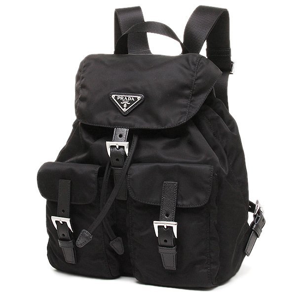 折扣預購】22秋冬Prada nylon backpack三角鐵牌logo黑色皮革尼龍雙口袋