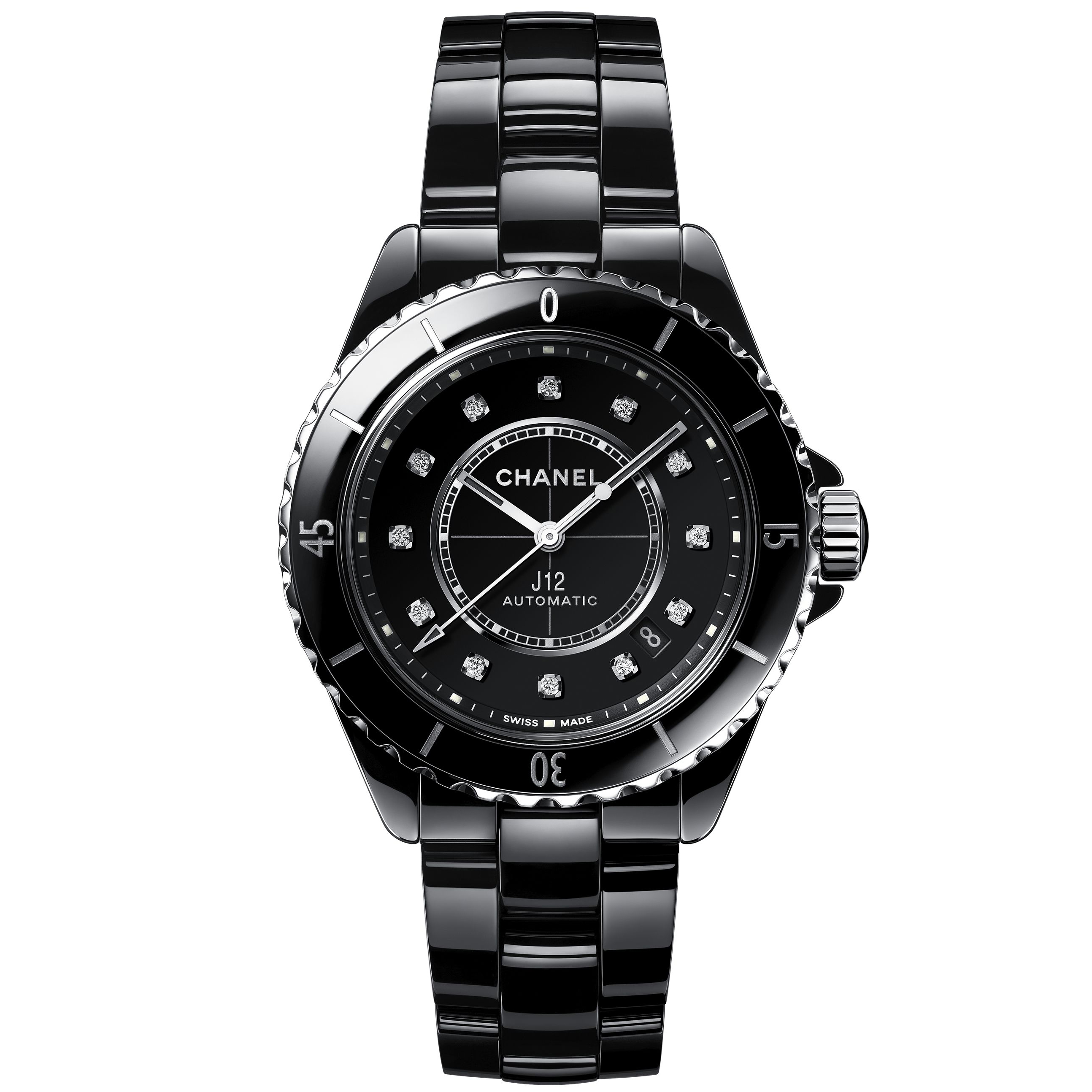 全新 CHANEL H5702 香奈兒 J12 手錶 機械錶 陶瓷 透明被蓋 12顆真鑽 38mm 女錶