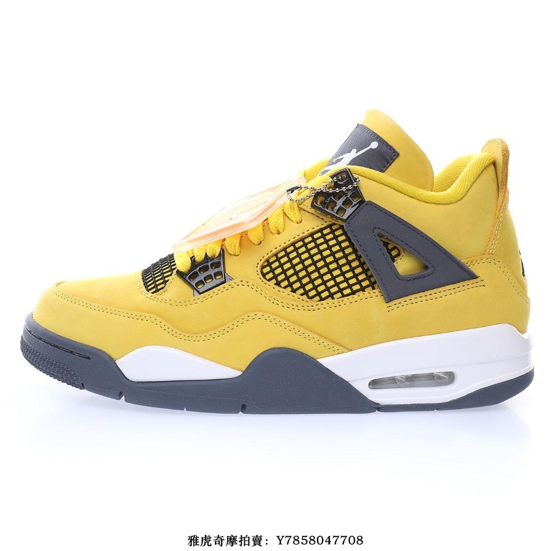 Nike Air Jordan 4 Retro AJ4“電母大黃蜂閃電”水泥時尚氣墊籃球鞋 