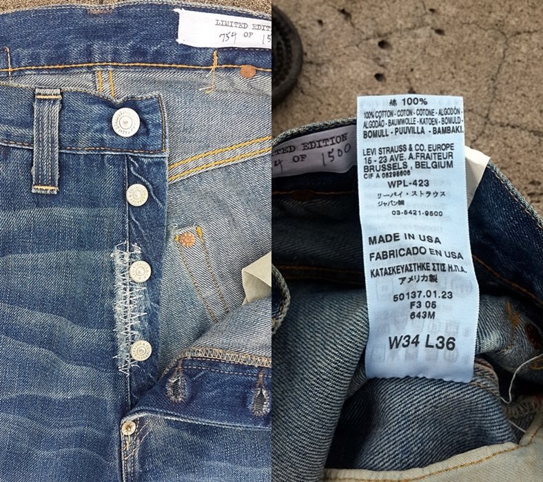 西方不敗全新全球限量1500條美國製Levi's LVC 1937年Indigo Heart 643M