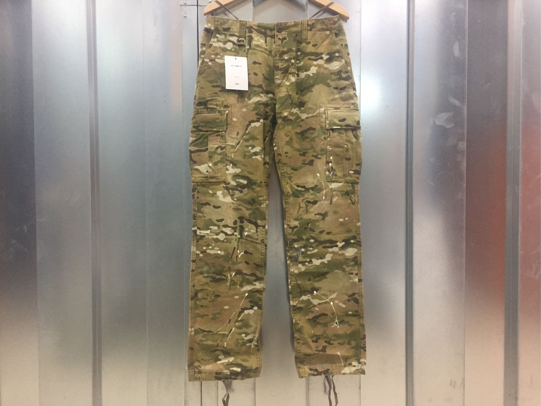 Sophnet Camouflage Herringbone Pant Cargo 口袋 工作褲 軍褲 黃迷彩 潑漆 L | Yahoo奇摩拍賣