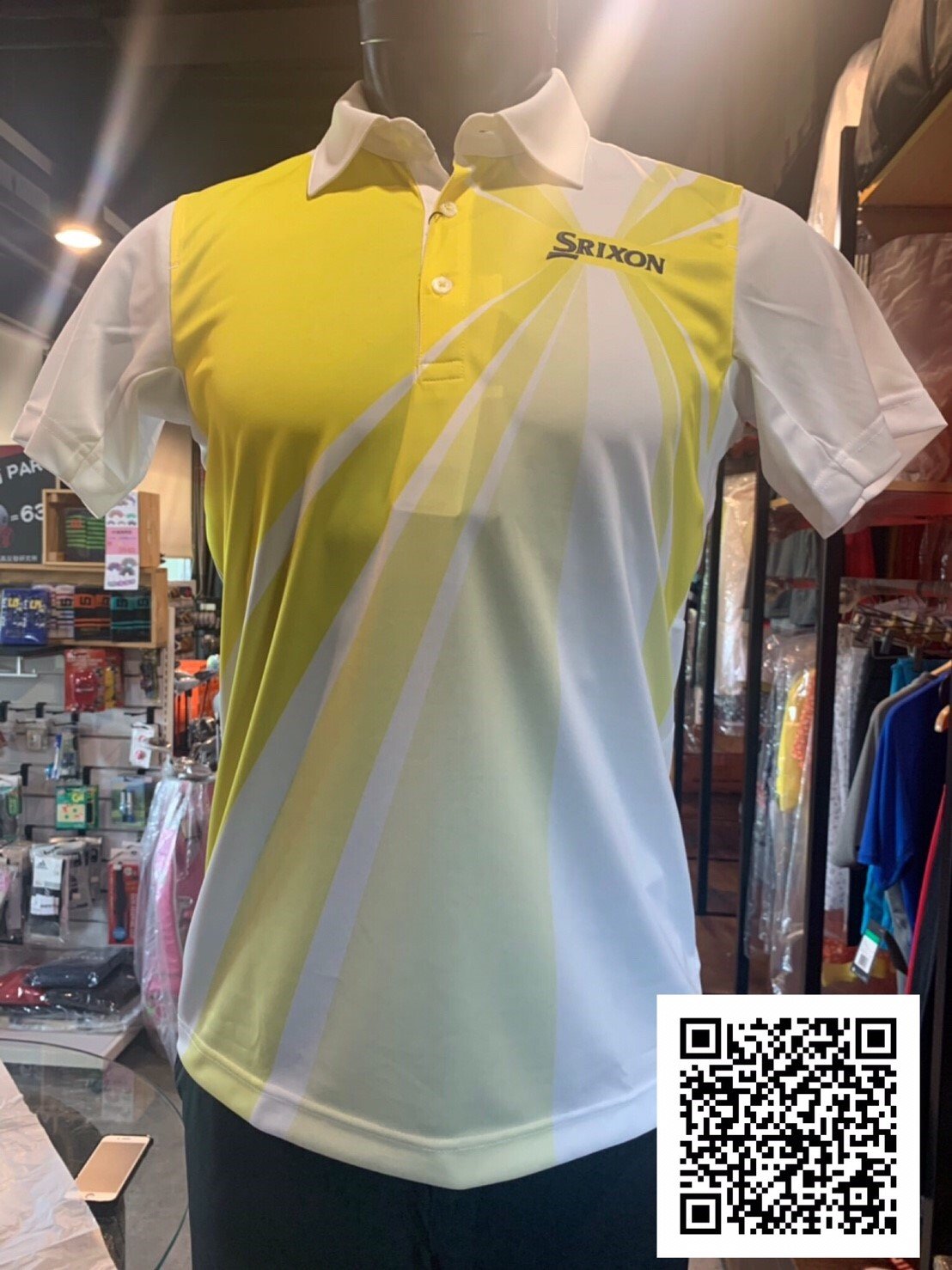全新 日本 SRIXON 高爾夫 POLO衫  白黃款  DESCENTE日本製造  吸水速乾 抗熱效果佳 防曬抗UV