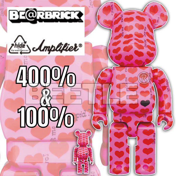 BEETLE BE@RBRICK PINK HEART HIDE 粉色愛心庫柏力克熊100% 400