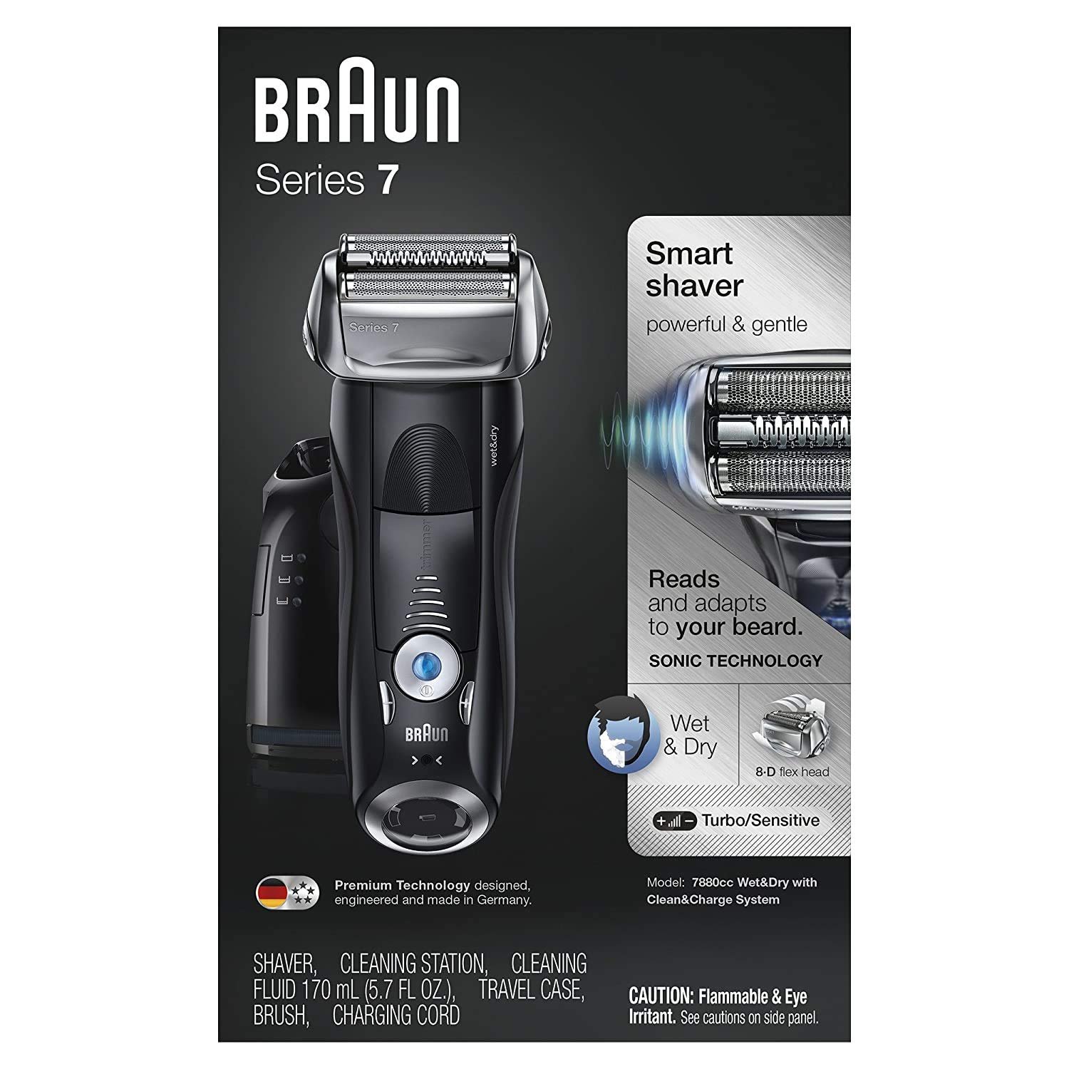 Braun 百靈男士電動刮鬍刀Series 7 7880CC 電動刮鬍刀帶精準修剪器可