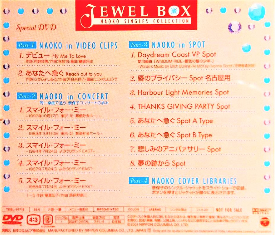 河合奈保子Naoko Kawai ~JEWEL BOX〜Naoko Singles Collection - DVD