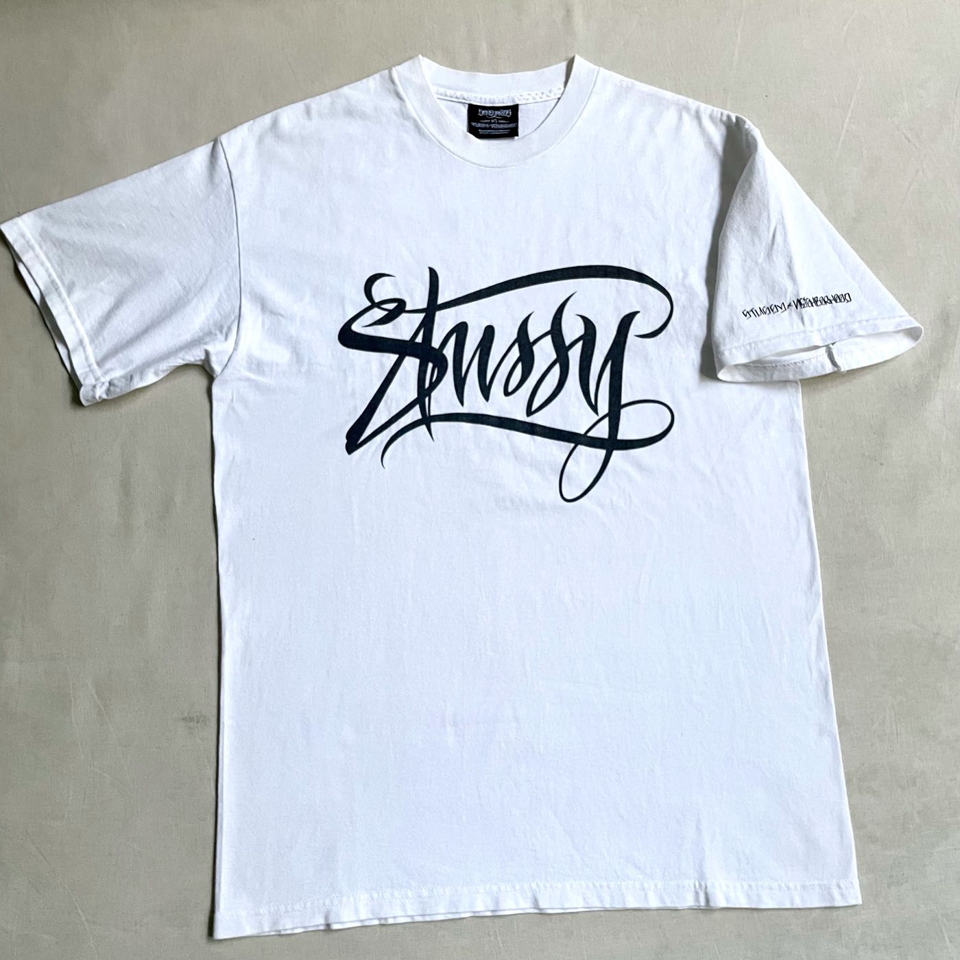 美國經典Stussy x Neighborhood Boneyards 草寫字體聯名短Tee vintage