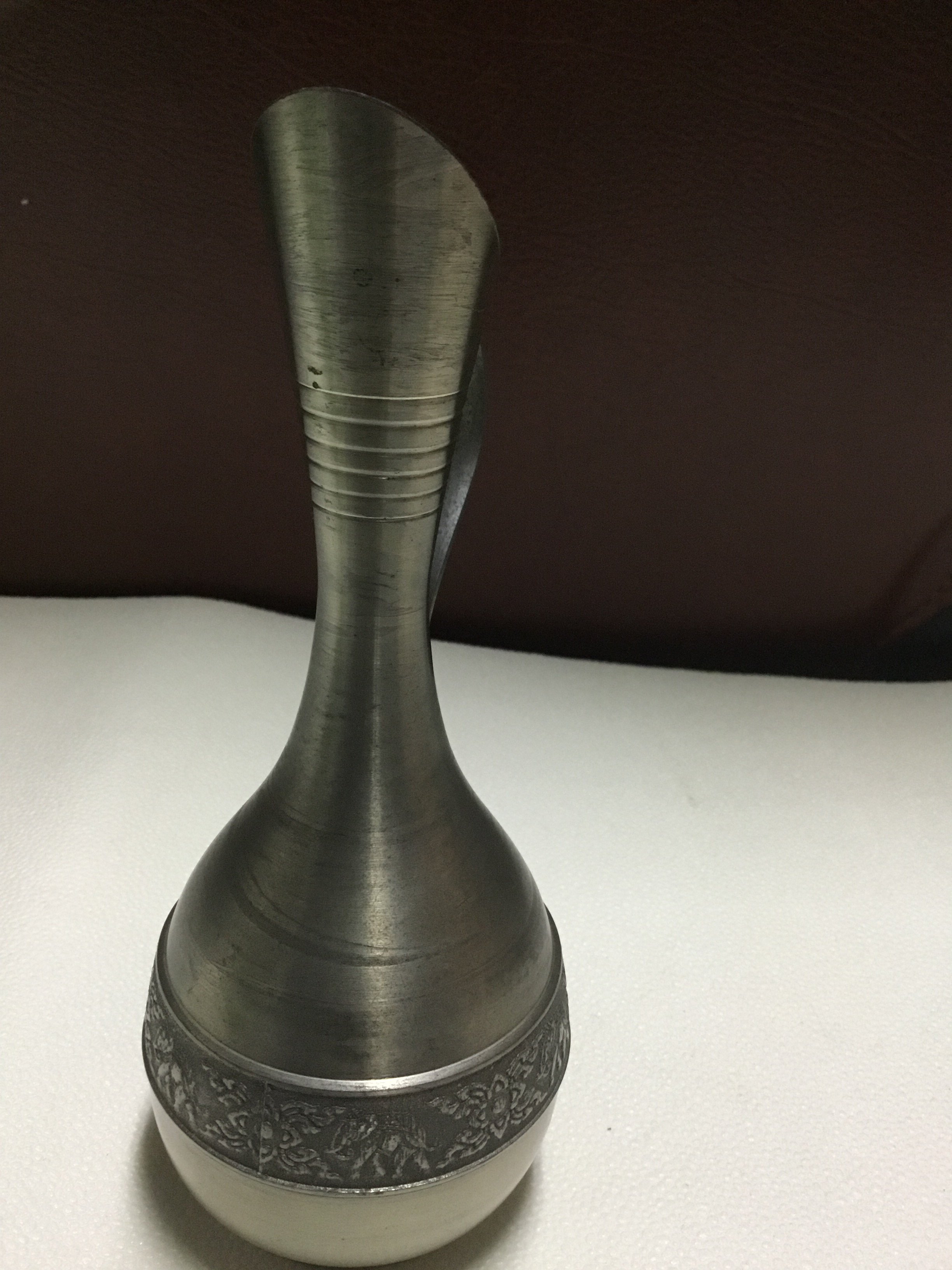 古董收藏品泰國東方錫器Oriental Pewter 97%錫製大象浮雕錫製品錫瓶