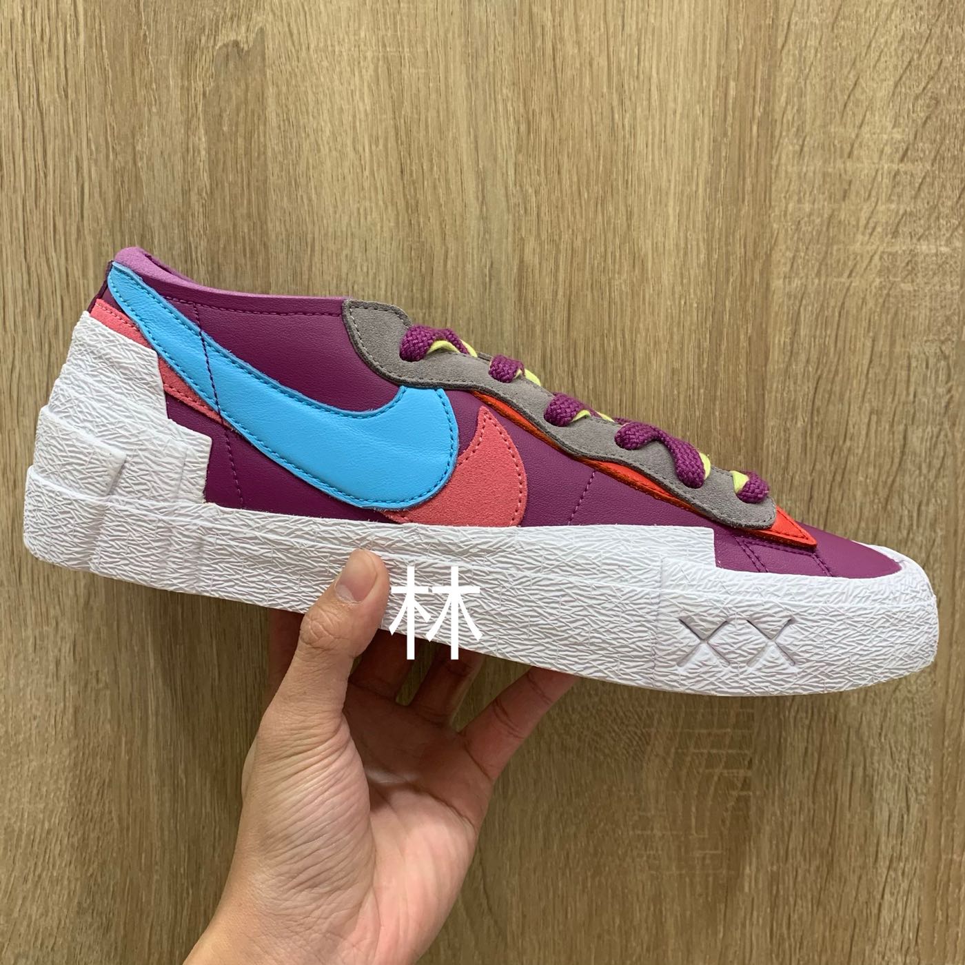 全新現貨Kaws x Sacai x Nike Blazer Low 白紫葡萄雙勾解構三方聯名