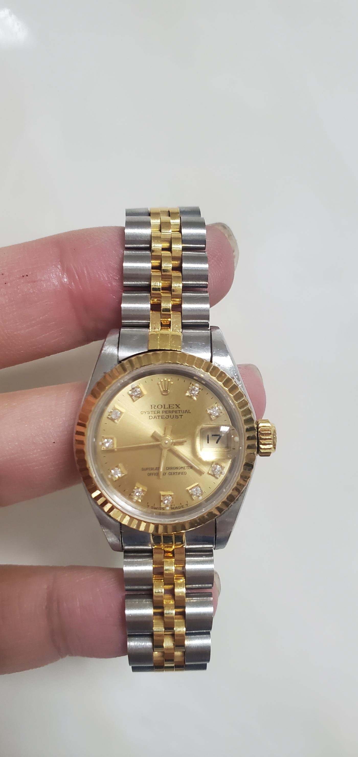 勞力士 rolex 69173 原裝十鑽面 18k 半金 女錶 26mm