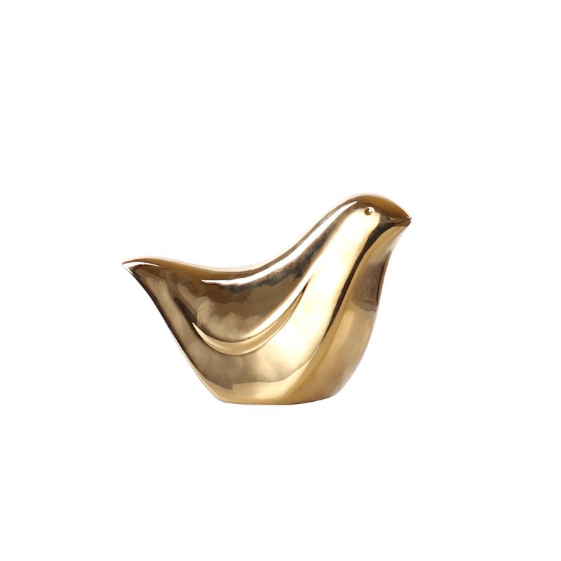 花瓶北歐創意陶瓷小鳥家居金色軟裝飾品擺設可愛個性小擺件