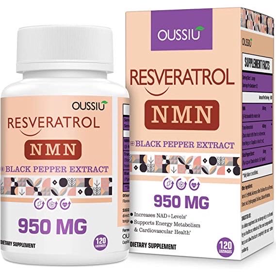 NMN 美國 OUSSIU 素食 純度99% 500毫克 NAD+ 400毫克反式白藜蘆醇 舌下錠