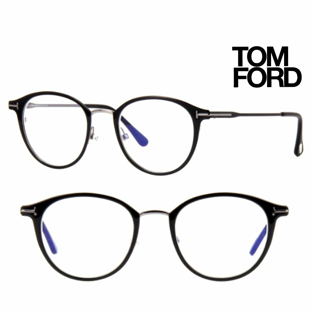 TOM FORD ▻TF5528 ( 黑色×銀鎳色) 金屬框貓眼圓框框型眼鏡光學鏡框中性款｜100%全新正品｜特價| Yahoo奇摩拍賣