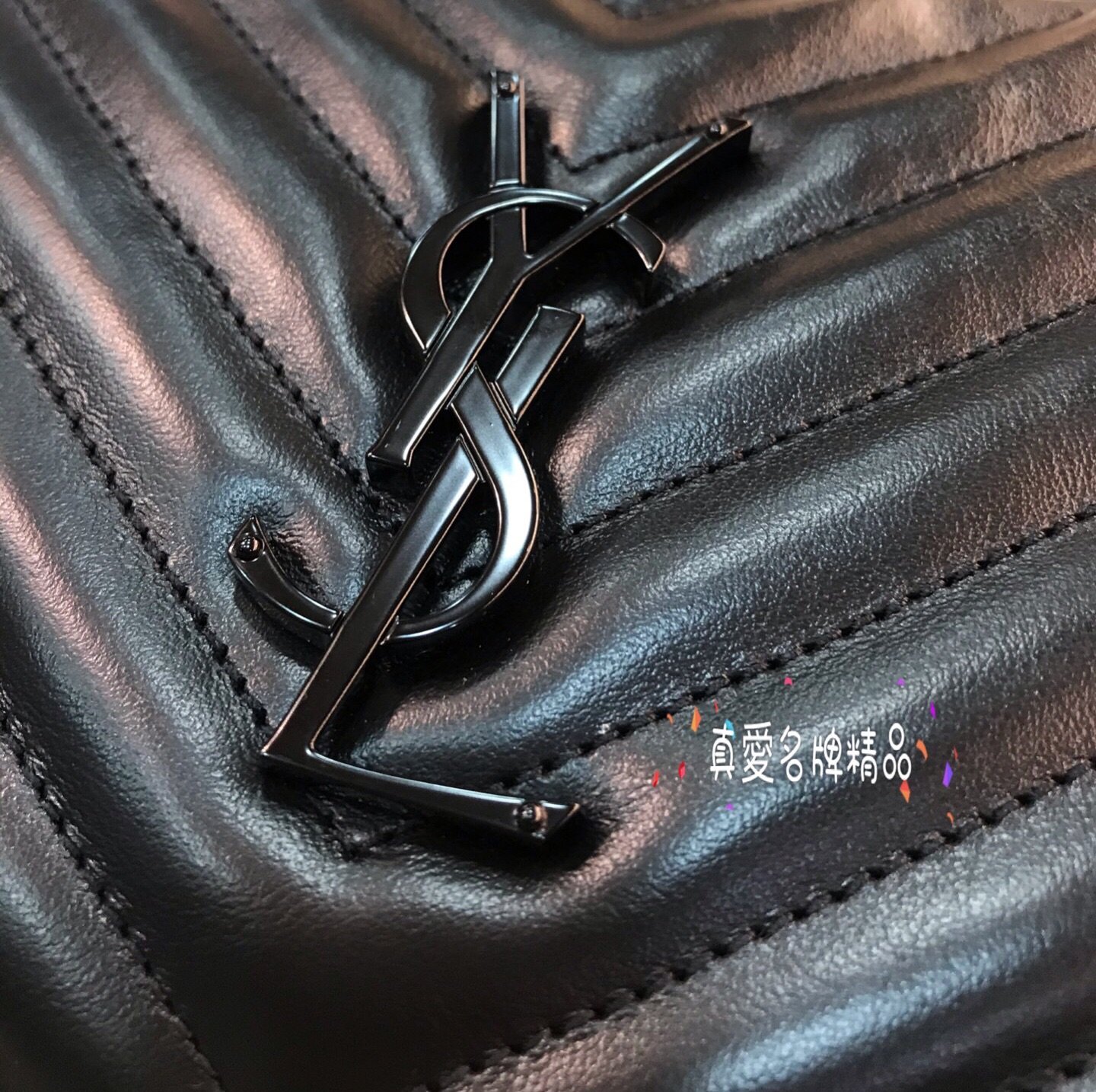 真愛名牌精品》YSL 612544 (520534) 黑全皮黑字Logo 山形紋流蘇相機包