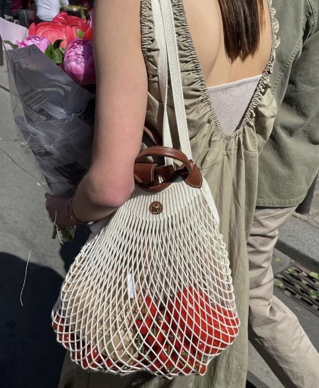 【全新正貨私家珍藏】LONGCHAMP春夏女士編織手提單肩包購物網袋 ((部份顏色特價))