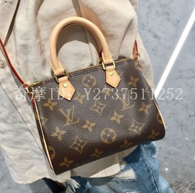 Louis Vuitton NANO SPEEDY MINI HL MONOGRAM STRAP Brown Leather Cloth  ref.398274 - Joli Closet