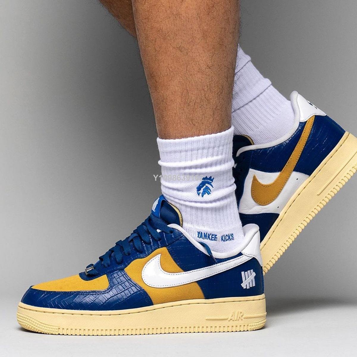 代購】NIKE UNDEFEATED AIR FORCE 1 LOW SP黃藍蛇皮低幫休閒滑板鞋