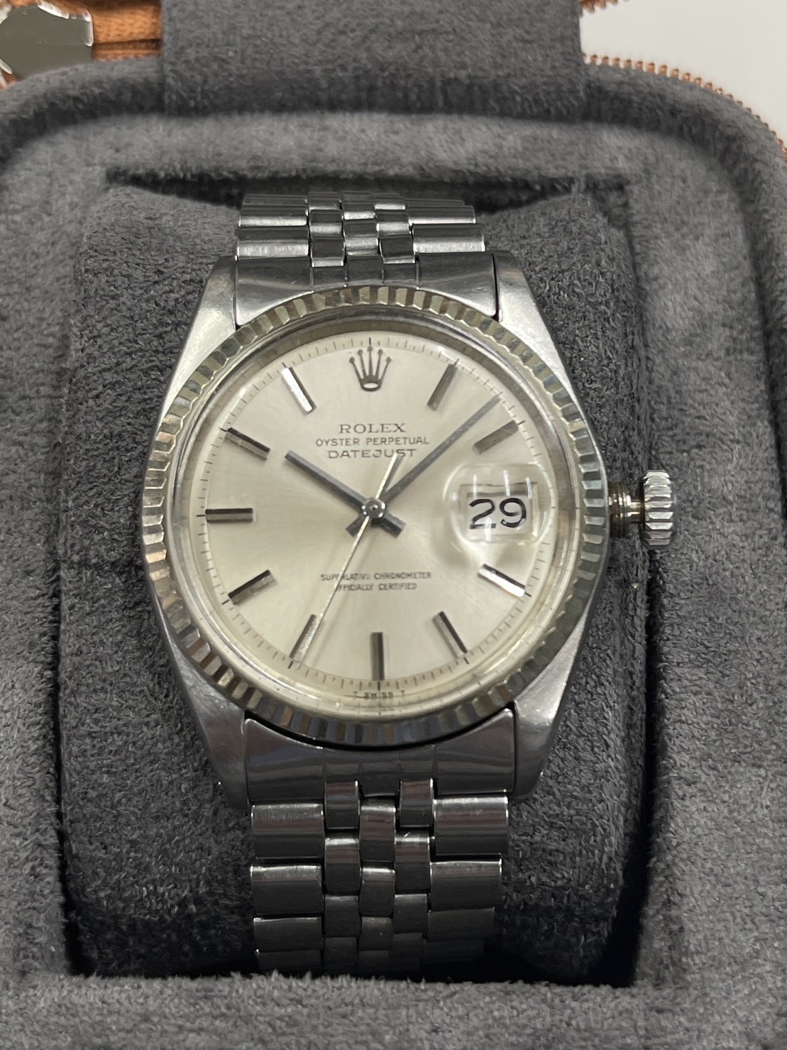 現貨可自取古董錶 ROLEX 勞力士1601白K/鋼(錶面原裝無翻修)老錶稀有品相優收藏級品