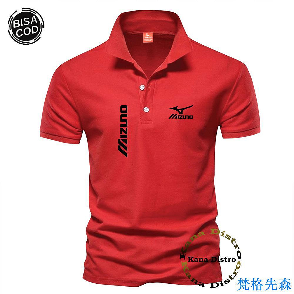 Hitam Mizuno Kirka Text 黑色 Polo 衫領 Distro Polo 衫短袖優質 Polo 衫男