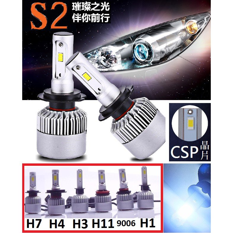 LED 大燈 S2 最新款高效能 CREE CSP晶片 亮度滿分 H1/H3/H7/H11/9006